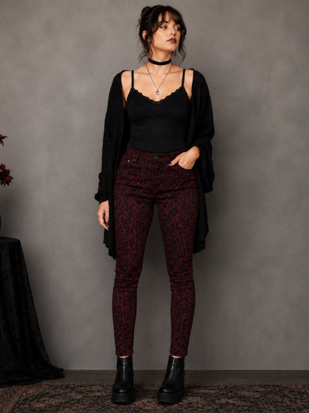 Social Standard by Sanctuary Womens Cheetah Skinny Ankle Pants 6 Whimsigoth NWT